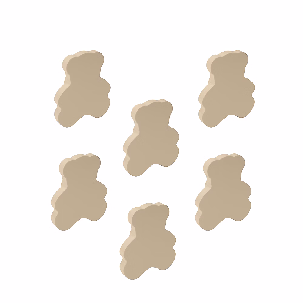 6 Un. poignées de meuble pour bébé boule bois laqué beige clair sable 90 × 80mm
