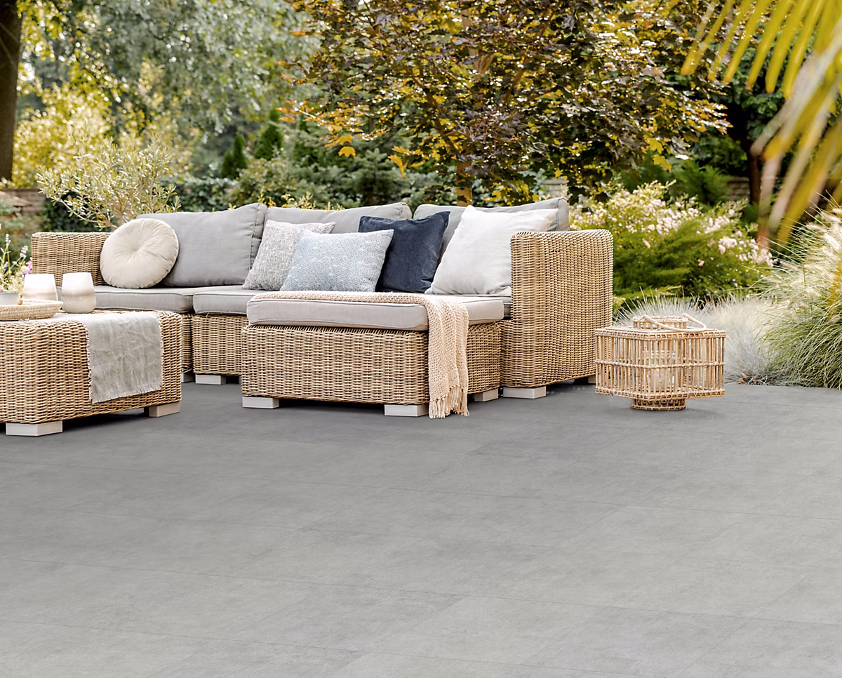 Carrelage sol extérieur en grès cérame émaillé effet pierre gris l.33 x L.33 x ép.0 – 9 cm Mustang