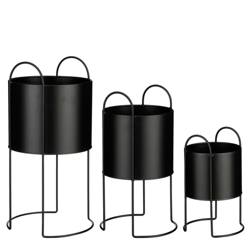 Adapté à votre jardin：Pot Petry coloris noir en métal - 18 x 17,5 x 16 cm