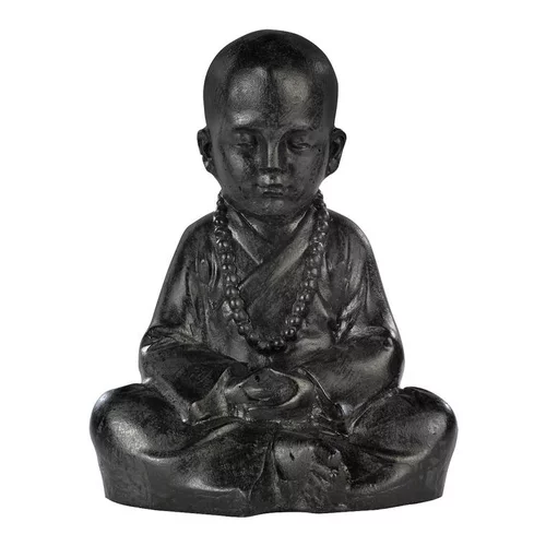 Facile à intégrer à l’extérieur：Statue en béton ciré anthracite Hairie Grandon moine assis petit modèle - 23 cm