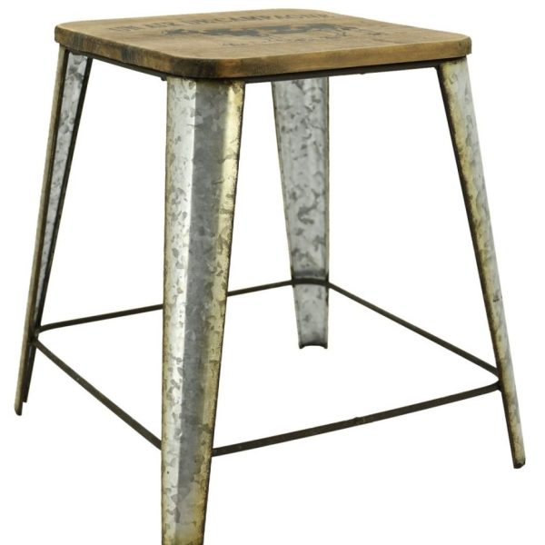 Tabouret en zinc et bois Un air de campagne