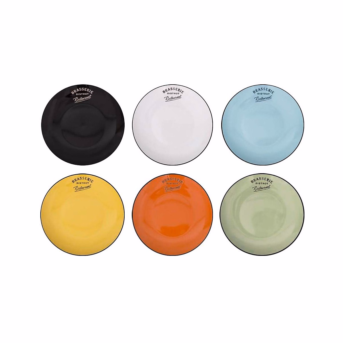 Assiettes colorées Brasserie bistrot (Lot de 6) Assiettes plates 21 – 5 cm
