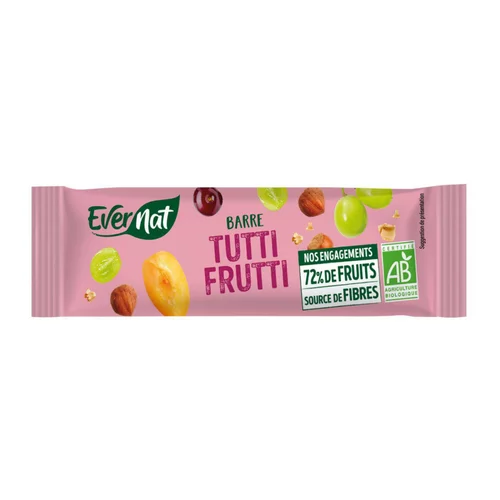 Essentiel maison:Barres tutti frutti bio en sachet Evernat - 40 g