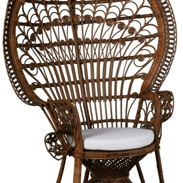Fauteuil Emmanuelle en rotin Paon (Marron et blanc)
