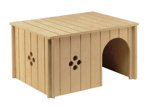 Jardin quotidien:Maisonnette pour lapin coloris beige en bois - 37 x 27,7 x 20 cm