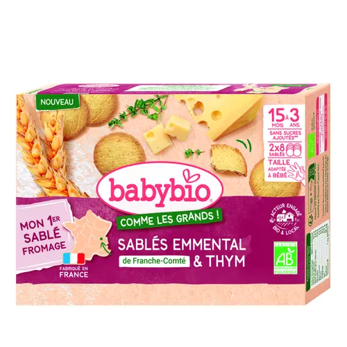 Côté jardin：Sablés emmental & thym Babybio - 72 g