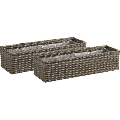 Jardinière rectangulaire en rotin synthétique (Lot de 2)