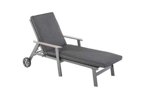 Choix extérieur：Bain de soleil Jasmin coloris gris en aluminium et bois - 189,5 x 83 x 54.5 cm