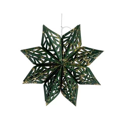 Maison et jardin：Suspension flocon coloris vert en papier - 23 x 23 cm