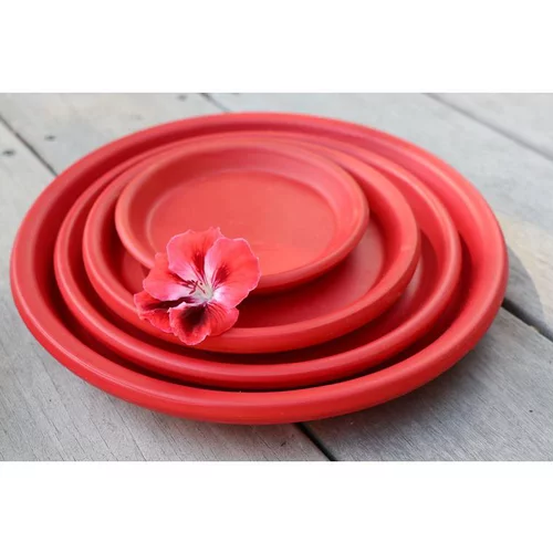 Extérieur essentiel：Soucoupe coloris rouge en terre émaillée - Ø 41 cm