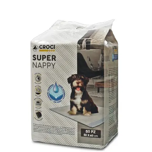 Le jardin au quotidien:Lot de 50 tapis hygiéniques pour chien super nappy au charbon actif Crocy - 60 x 40 cm