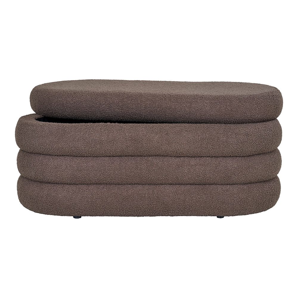 Banc Dartford avec rangement pratique – Bouclé marron 103 × 45 × 44 cm | HN1238