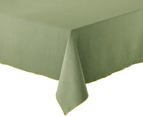 Loisirs au jardin:Nappe en coton recyclé coloris matcha Grace - 250 x 140 cm