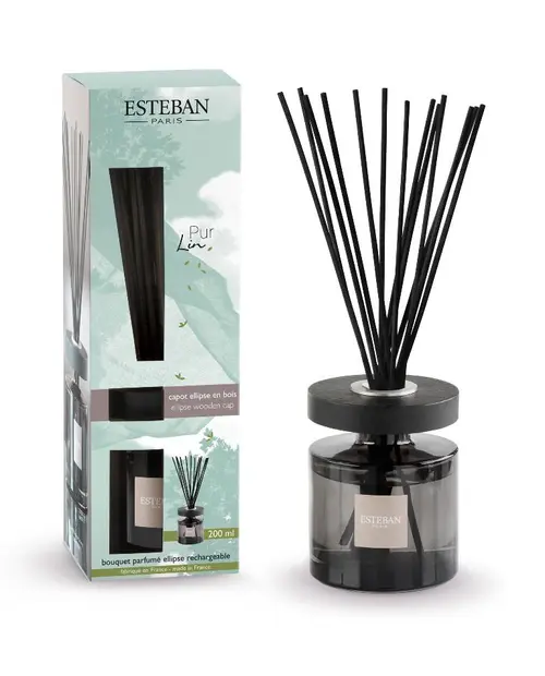 Déco extérieur：Bouquet parfumé et recharge Esteban Ellipse bleu parfum Pur Lin - 200 ml