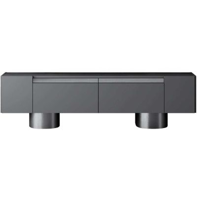 Meuble TV en aggloméré et métal Bohem (Anthracite et Argenté)