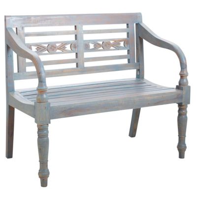 Banc 2 places en acajou (Bleu antique)