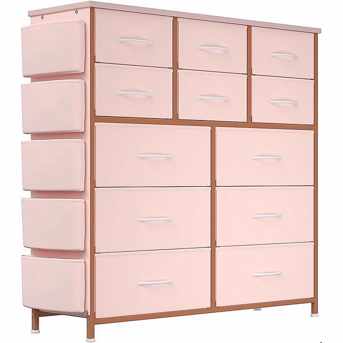 Commode de rangement – PROMIRACAL, 12 tiroirs, Tissu, Métal, Design moderne