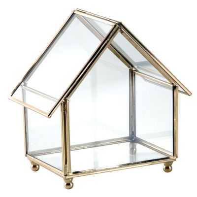Coffret à bijoux en laiton et verre