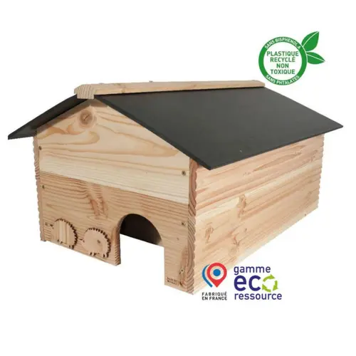 Les indispensables du jardin：Abri pour hérisson XXL en bois pin douglas Natures Market - 61,5 x 42 x 32 cm