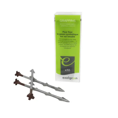 Le pratique pour l’extérieur:Grapins de fixation pour sol meublé gazon synthétique Exelgreen - 10 pièces