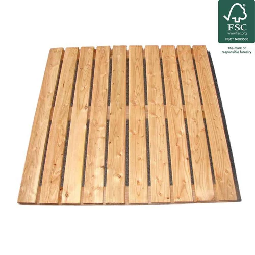 Déco au jardin：Dalle classique en mélèze en bois naturel huilé certifié FSC® - 100 x 100 x 4 cm