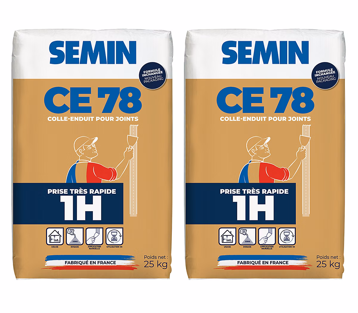 Enduit pour Joints de Plaques de Plâtre CE 78 1 Heure Semin – Intérieur, Sac de 25 kg (lot de 2)