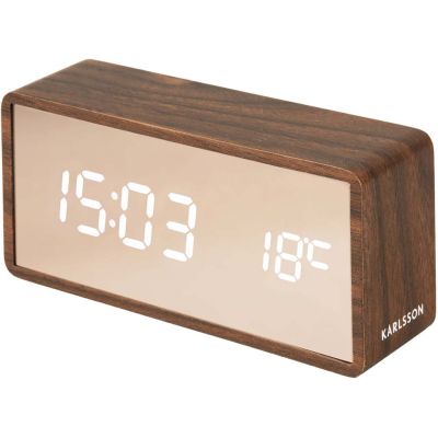Réveil led en ABS effet bois Copper (Bois foncé)