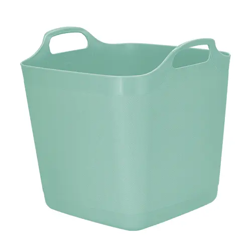 Vie dehors:Panier souple carré coloris vert en plastique - 25 L