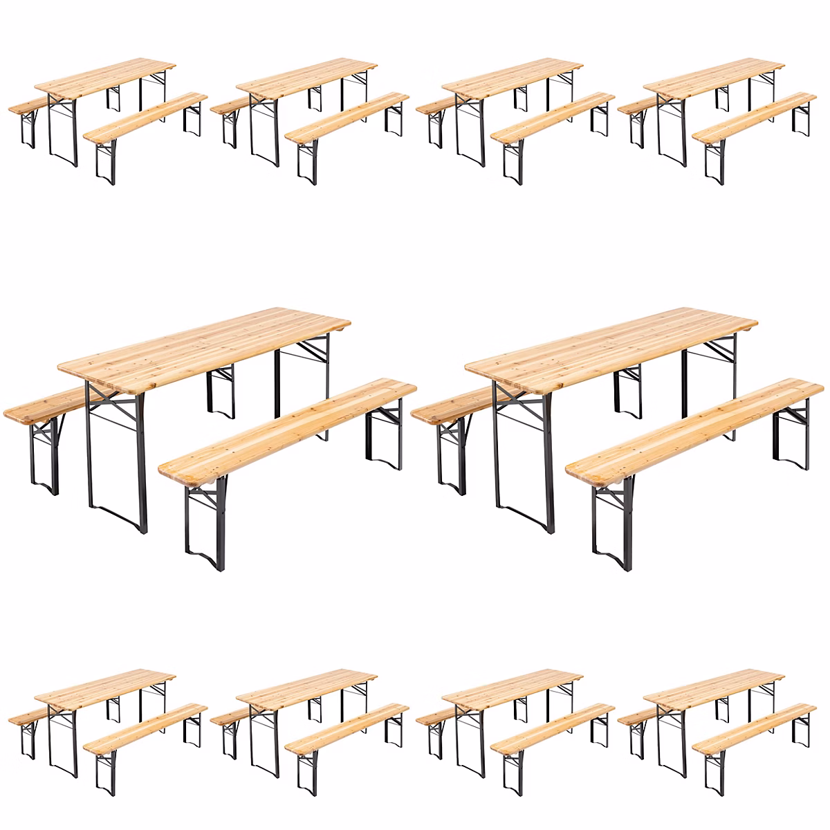 Ensemble Brasserie Table et bancs bois 180 cm – Lot de 10 Oviala