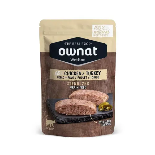 Utile au jardin:Alimentation humide pour chat stérilisé poulet et dinde Ownat Wetline - 85 g