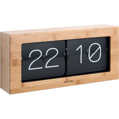 Horloge à poser Flip Box (Bambou et noir)