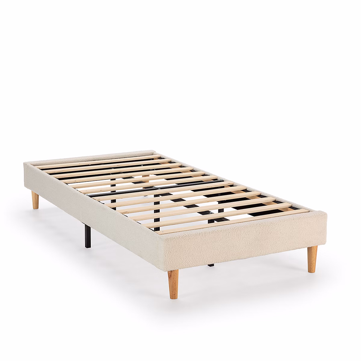 Base rembourrée Niebla 90 × 190 cm Imitation tissu mouton beige