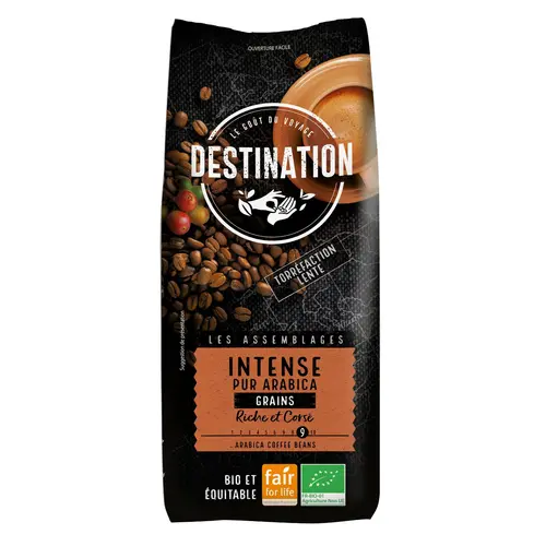 Un choix malin pour le jardin：Café bio en grains équitable Destination Intense - 1 kg