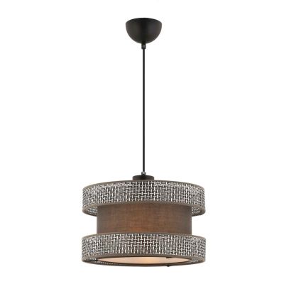 Suspension en coton et métal Halo (Gris et anthracite)