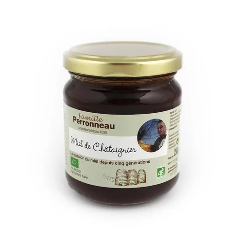 L’essentiel pour l’extérieur:Miel de châtaignier de France Bio - bocal en verre de 250 g