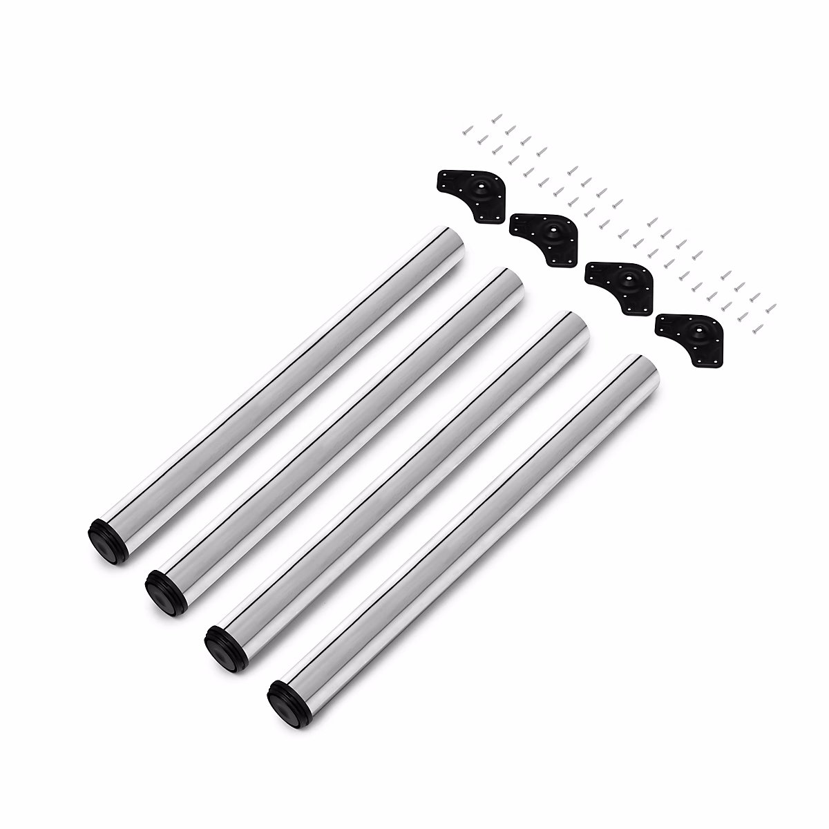 Emuca Lot de 4 pieds de table – diamètre 60mm, H 710mm, Acier, Chromé