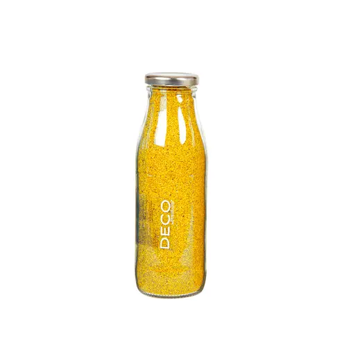 Facile dehors：Sable décoratif jaune Ø 0,5 mm en bouteille de verre - 500 ml