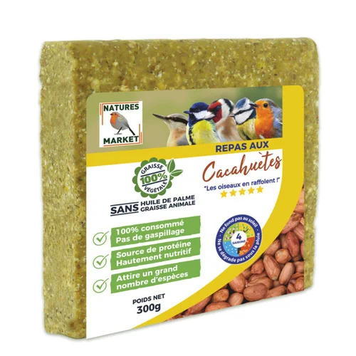 Jardin & solutions：Graisse végétale pour oiseau Natures market Repas aux cacahuètes – 300 g