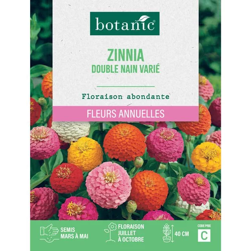 Le choix pour l’extérieur:Graines de fleurs de Zinnia double nain varié botanic®