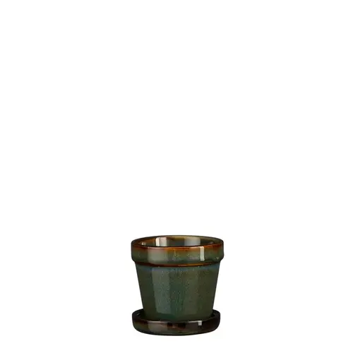 Jardin équipement:Cache-pot Clint coloris vert en céramique - 7,5 x Ø 7,5 cm