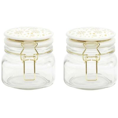Set de 2 bocaux en verre couvercle céramique