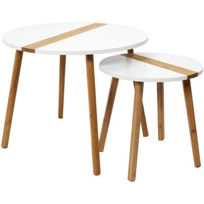 Tables gigognes bicolores Relief (Lot de 2) (Blanc)