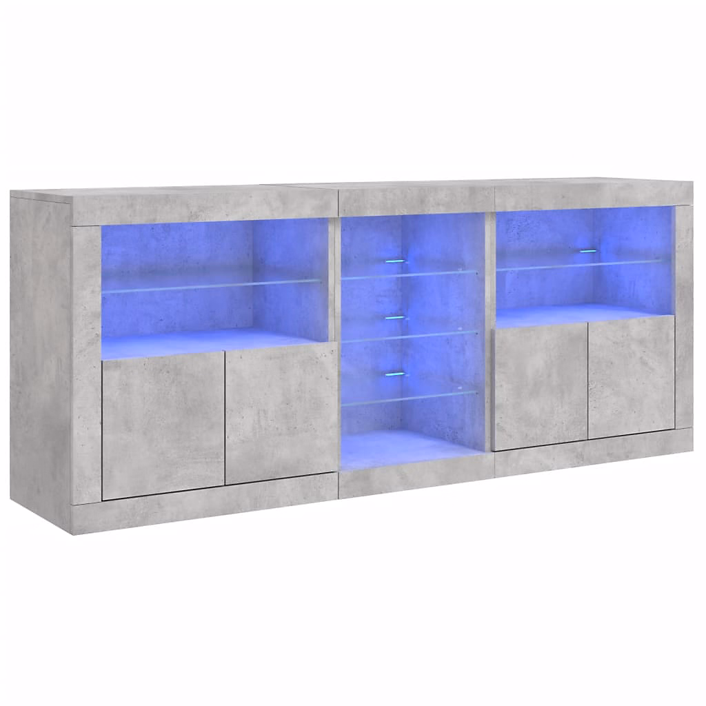 Buffet avec lumières LED gris béton 181 – 5 × 37 × 67 cm vidaXL