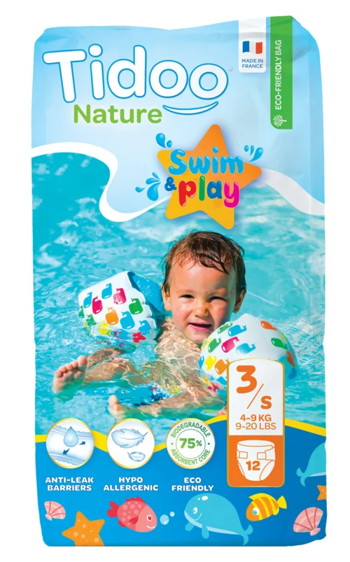Côté jardin：Couches de bain Swim & play 4/9 kg Taille 3 Tidoo - x 12