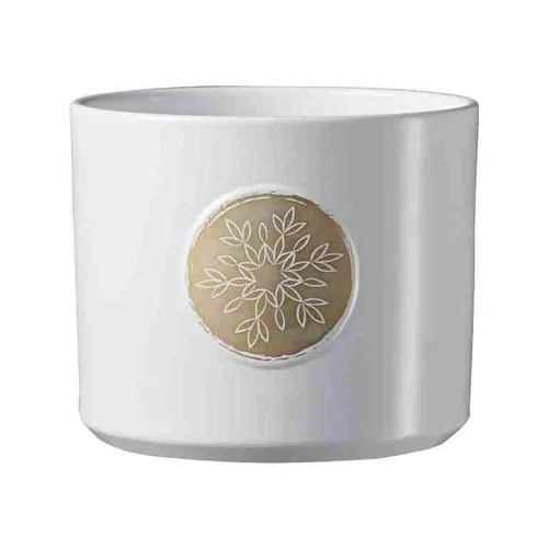 Pour vos envies de jardin：Cache-pot en céramique blanc à motif or Winter Friends - Ø 13 x H 11 cm