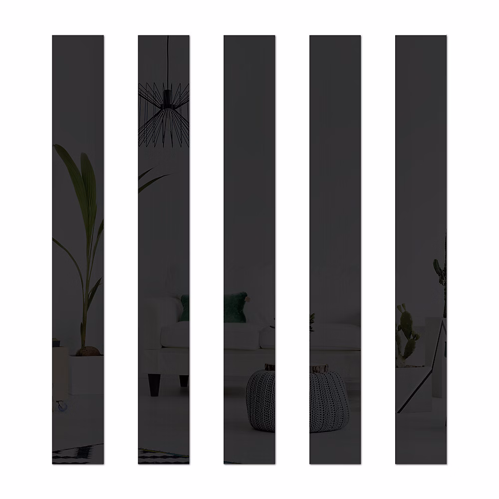 BASHLWUA 20 Pièces Miroir Mural Sticker Noir 5 × 50 cm – Miroir Décoratif 3D Moderne pour Salon et Chambre à coucher