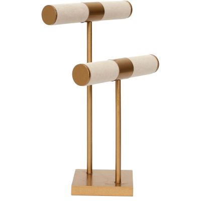 Porte bijoux double pieds dorés (Beige)