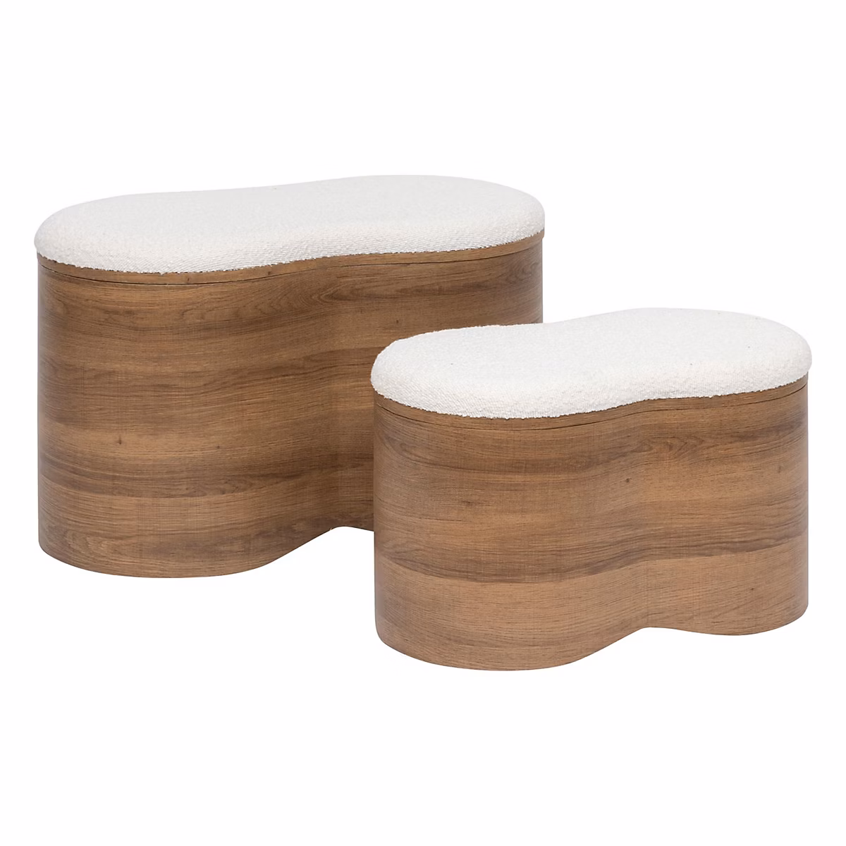 Ensemble de 2 bancs coffres effet bois et bouclette Marron – L. 72 x l. 40.5 x H. 45 cm, LOE