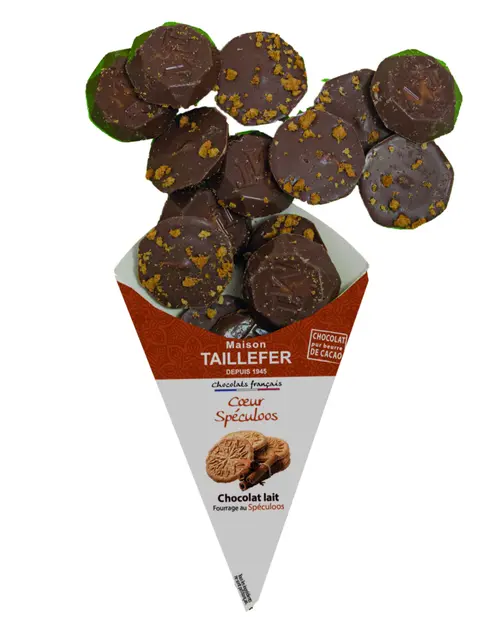 Pour tous vos projets extérieurs:Chocolats au lait spéculoos Maison Taillefer - dans un cornet de 130 g