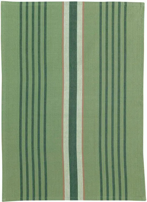 Jardin et maison:Torchon en coton recyclé rayé vert Yuna - 50 x 70 cm